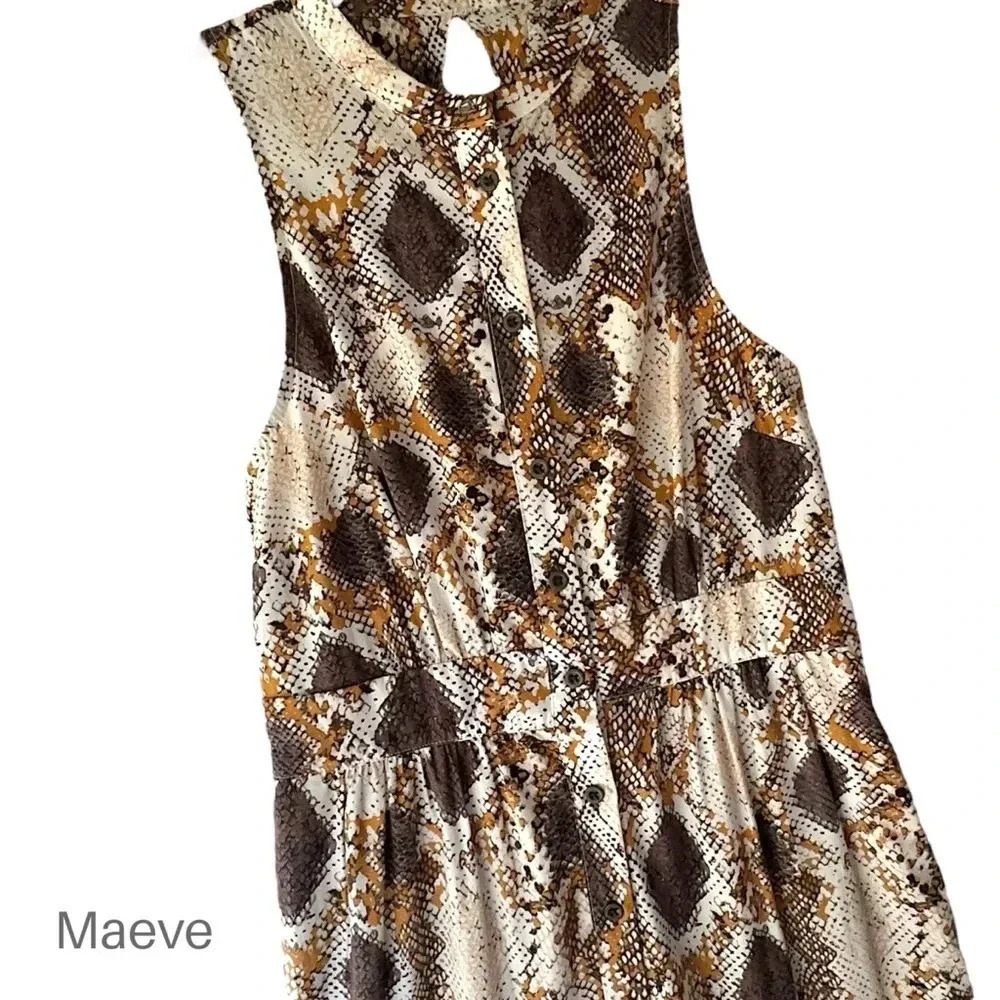 MAEVE ANTHROPOLOGIE NWOT SNAKESKIN PRINT TIERED RUFFLE MAXI DRESS | SIZE: 0
